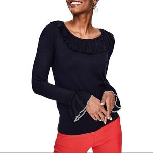 Boden Ruffle Scoop Neck Lavinia Sweater